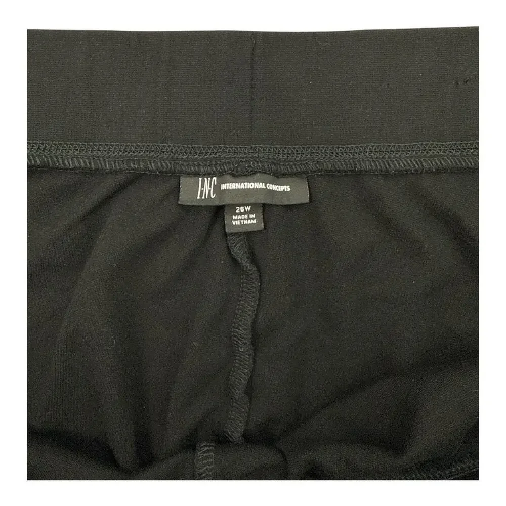 INC International Concepts Skinny Mid Rise Black Ponte Pants - 26W